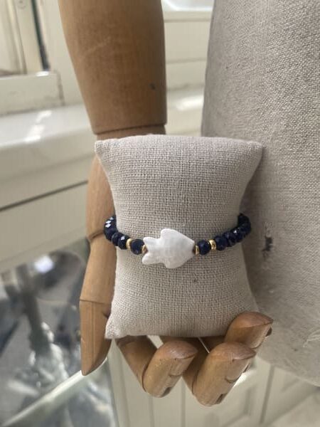 Pulsera bolas facetadas con pez